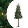 Sapin de Noël mince Vert 150 cm PVC et bois de pin massif 542556542556