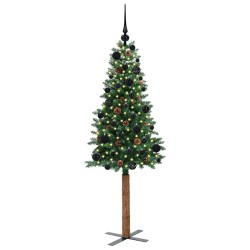 Sapin de Noël mince Vert 150 cm PVC et bois de pin massif 542556542556