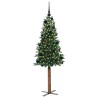 Sapin de Noël mince Vert 150 cm PVC et bois de pin massif 542556542556