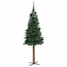 Sapin de Noël mince Vert 150 cm PVC et bois de pin massif 542556542556