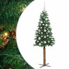 Sapin de Noël mince Vert 150 cm PVC et bois de pin massif 542557542557