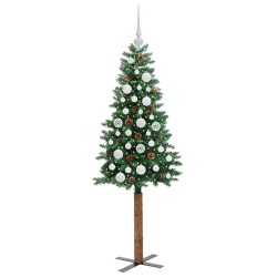 Sapin de Noël mince Vert 150 cm PVC et bois de pin massif 542557542557