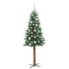 Sapin de Noël mince Vert 150 cm PVC et bois de pin massif 542557542557