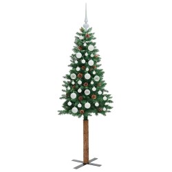 Sapin de Noël mince Vert 150 cm PVC et bois de pin massif 542557542557