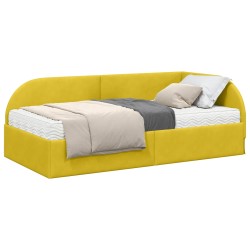 Cadre de lit d'angle avec matelas 2 pcs Jaune Velours 542564542564