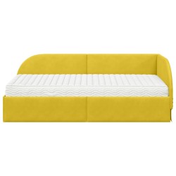 Cadre de lit d'angle avec matelas 2 pcs Jaune Velours 542564542564