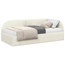 Cadre de lit d'angle avec matelas 2 pcs Crème Velours 542565542565