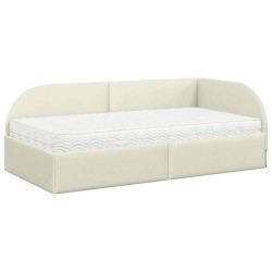 Cadre de lit d'angle avec matelas 2 pcs Crème Velours 542565542565