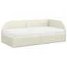 Cadre de lit d'angle avec matelas 2 pcs Crème Velours 542565542565