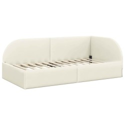 Cadre de lit d'angle avec matelas 2 pcs Crème Velours 542565542565