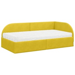 Cadre de lit d'angle avec matelas 2 pcs Jaune Velours 542568542568
