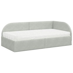 Cadre de lit d'angle avec matelas 2 pcs Gris clair Velours 542569542569