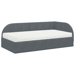 Cadre de lit d'angle avec matelas 2 pcs Gris Velours 542572542572