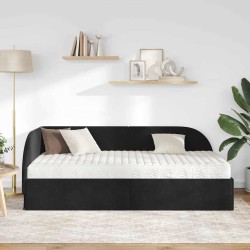 Cadre de lit d'angle avec matelas 2 pcs Noir Velours 542575542575