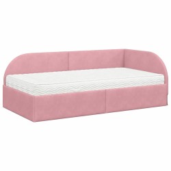 Cadre de lit d'angle avec matelas 2 pcs Gris Velours 542589542589
