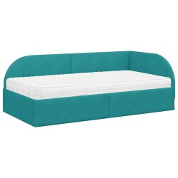 Cadre de lit d'angle avec matelas 2 pcs Turquoise Velours 542591542591