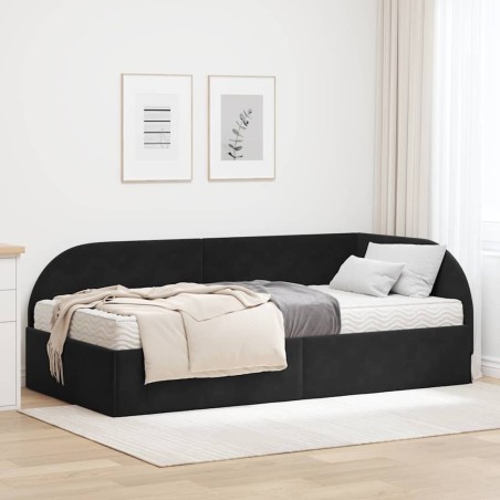 Cadre de lit d'angle avec matelas 2 pcs Noir Velours 542595542595