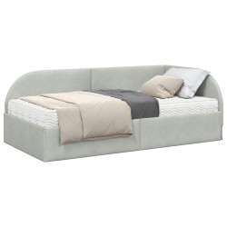 Cadre de lit d'angle avec matelas 2 pcs Gris clair Velours 542598542598