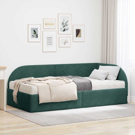 Cadre de lit d'angle avec matelas 2 pcs Vert Velours 542600542600