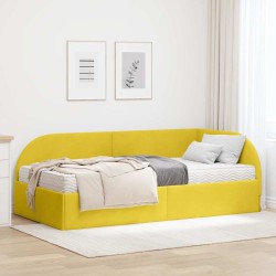 Cadre de lit d'angle avec matelas 2 pcs Jaune Velours 542602542602