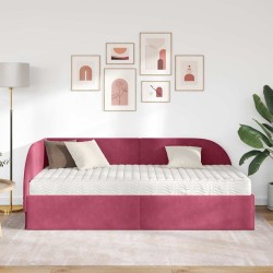 Cadre de lit d'angle avec matelas 2 pcs Rouge Velours 542603542603