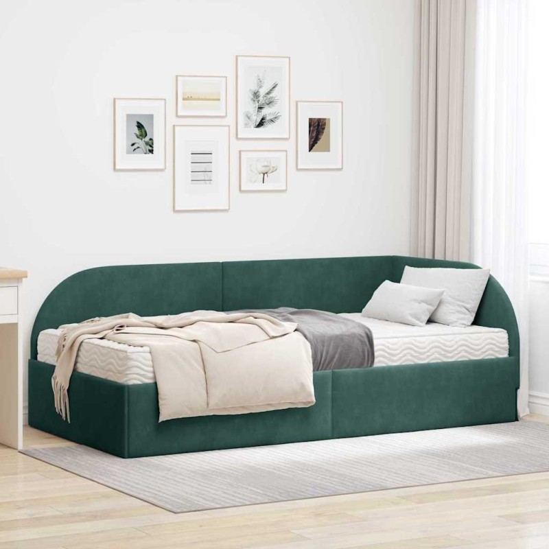 Cadre de lit d'angle avec matelas 2 pcs Vert Velours 542604542604