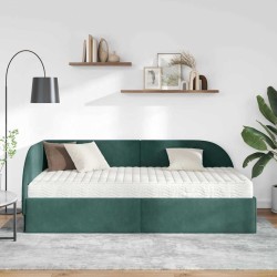 Cadre de lit d'angle avec matelas 2 pcs Vert Velours 542604542604