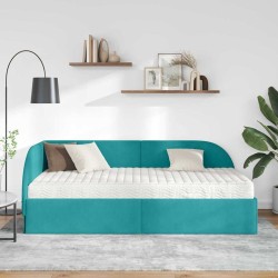 Cadre de lit d'angle avec matelas 2 pcs Turquoise Velours 542605542605