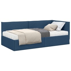 Cadre de lit d'angle avec matelas 2 pcs Bleu Velours 542606542606