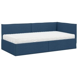 Cadre de lit d'angle avec matelas 2 pcs Bleu Velours 542606542606