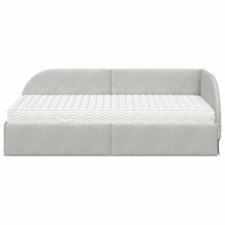 Cadre de lit d'angle avec matelas 2 pcs Gris clair Velours 542608542608