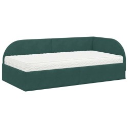 Cadre de lit d'angle avec matelas 2 pcs Vert Velours 542610542610