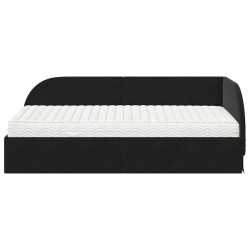 Cadre de lit d'angle avec matelas 2 pcs Noir Velours 542613542613
