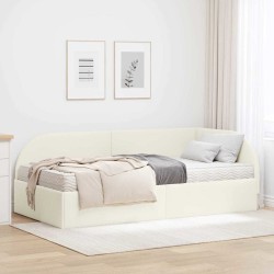 Cadre de lit d'angle avec matelas 2 pcs Crème Velours 542614542614