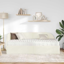 Cadre de lit d'angle avec matelas 2 pcs Crème Velours 542614542614