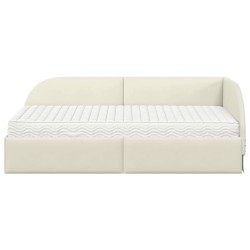 Cadre de lit d'angle avec matelas 2 pcs Crème Velours 542614542614