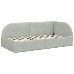 Cadre de lit d'angle avec matelas 2 pcs Gris clair Velours 542616542616