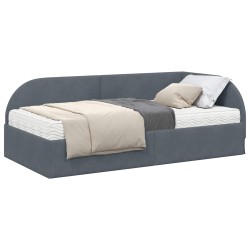 Cadre de lit d'angle avec matelas 2 pcs Gris Velours 542617542617