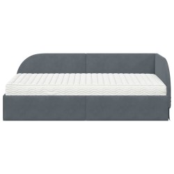 Cadre de lit d'angle avec matelas 2 pcs Gris Velours 542617542617