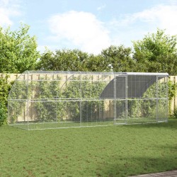 Cage à poules 3 pcs Argenté 600 x 200 x 200 cm Acier et PE 542623542623