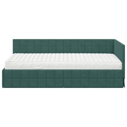 Cadre de lit d'angle avec matelas 2 pcs Vert Velours 542629542629
