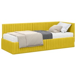 Cadre de lit d'angle avec matelas 2 pcs Jaune Velours 542634542634