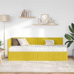 Cadre de lit d'angle avec matelas 2 pcs Jaune Velours 542634542634