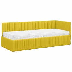 Cadre de lit d'angle avec matelas 2 pcs Jaune Velours 542634542634