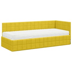 Cadre de lit d'angle avec matelas 2 pcs Jaune Velours 542635542635