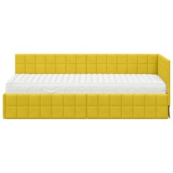 Cadre de lit d'angle avec matelas 2 pcs Jaune Velours 542635542635
