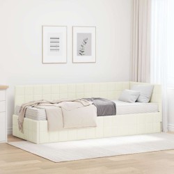 Cadre de lit d'angle avec matelas 2 pcs Crème Velours 542636542636