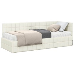Cadre de lit d'angle avec matelas 2 pcs Crème Velours 542636542636