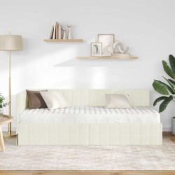 Cadre de lit d'angle avec matelas 2 pcs Crème Velours 542636542636