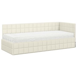 Cadre de lit d'angle avec matelas 2 pcs Crème Velours 542636542636